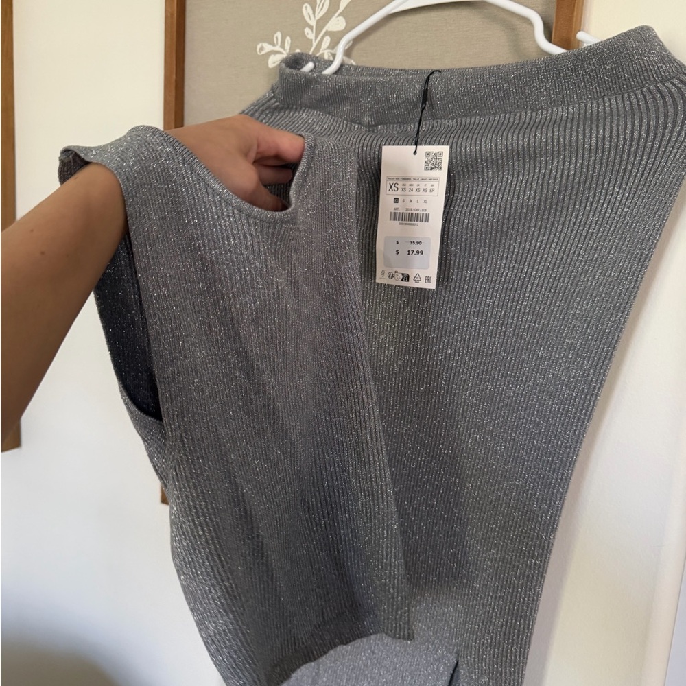 Zara Shimmering Gray Women's Turtleneck Sweater